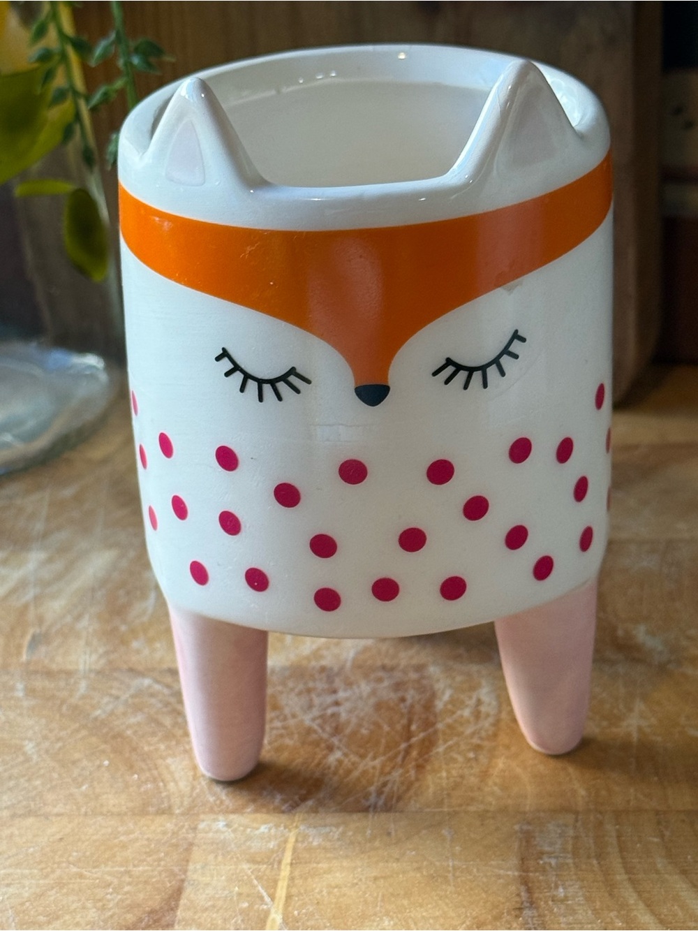 Whimsical Fox Planter | Ceramic Animal Succulent Pot | Mid Century Style
